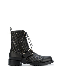 Женские черные кожаные ботинки на шнуровке с шипами от Valentino