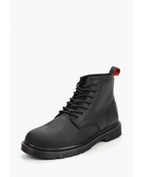 Женские черные кожаные ботинки на шнуровке от Affex