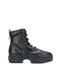 Женские черные кожаные ботинки на шнуровке от AGL