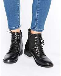 Женские черные кожаные ботинки на шнуровке от Aldo