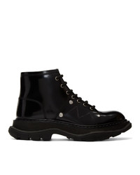 Женские черные кожаные ботинки на шнуровке от Alexander McQueen