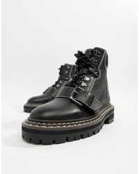 Женские черные кожаные ботинки на шнуровке от ASOS DESIGN