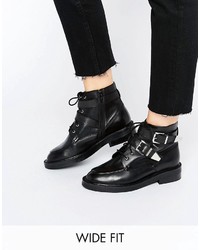 Женские черные кожаные ботинки на шнуровке от Asos