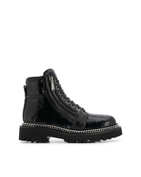 Женские черные кожаные ботинки на шнуровке от Balmain