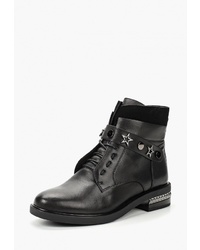 Женские черные кожаные ботинки на шнуровке от Berkonty