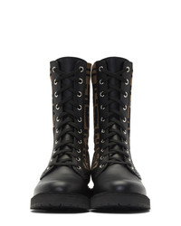 Женские черные кожаные ботинки на шнуровке от Fendi