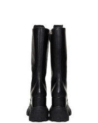 Женские черные кожаные ботинки на шнуровке от Miu Miu