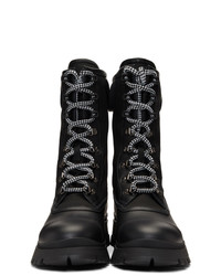 Женские черные кожаные ботинки на шнуровке от Prada