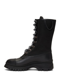 Женские черные кожаные ботинки на шнуровке от Prada