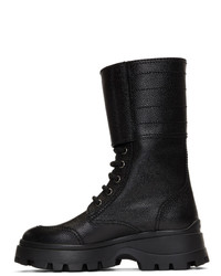 Женские черные кожаные ботинки на шнуровке от Miu Miu