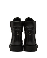 Женские черные кожаные ботинки на шнуровке от Moncler