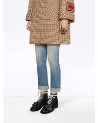 Женские черные кожаные ботинки на шнуровке от Gucci