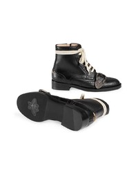 Женские черные кожаные ботинки на шнуровке от Gucci