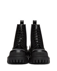 Женские черные кожаные ботинки на шнуровке от Balenciaga