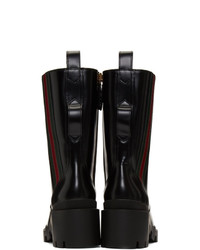 Женские черные кожаные ботинки на шнуровке от Gucci