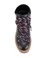 Женские черные кожаные ботинки на шнуровке от Moncler