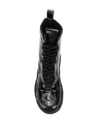 Женские черные кожаные ботинки на шнуровке от Rombaut