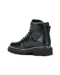 Женские черные кожаные ботинки на шнуровке от Balmain