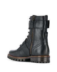 Женские черные кожаные ботинки на шнуровке от Anna Baiguera