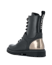 Женские черные кожаные ботинки на шнуровке от Moncler