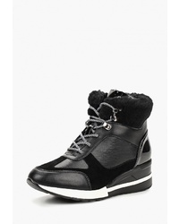 Женские черные кожаные ботинки на шнуровке от Chezoliny