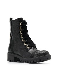 Женские черные кожаные ботинки на шнуровке от Twin-Set