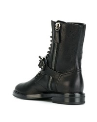 Женские черные кожаные ботинки на шнуровке от Casadei