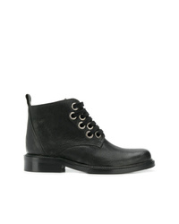 Женские черные кожаные ботинки на шнуровке от Cotélac