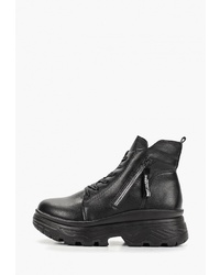 Женские черные кожаные ботинки на шнуровке от Dino Albat