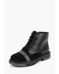 Женские черные кожаные ботинки на шнуровке от Elche