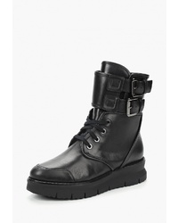 Женские черные кожаные ботинки на шнуровке от Geox