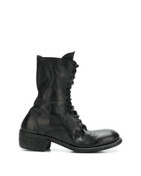 Женские черные кожаные ботинки на шнуровке от Guidi