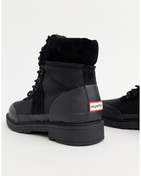 Женские черные кожаные ботинки на шнуровке от Hunter