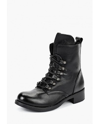 Женские черные кожаные ботинки на шнуровке от Ideal Shoes
