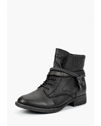 Женские черные кожаные ботинки на шнуровке от Jana