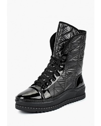 Женские черные кожаные ботинки на шнуровке от King Boots