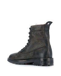 Женские черные кожаные ботинки на шнуровке от Diesel