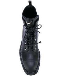 Женские черные кожаные ботинки на шнуровке от Giuseppe Zanotti Design