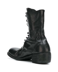 Женские черные кожаные ботинки на шнуровке от Guidi