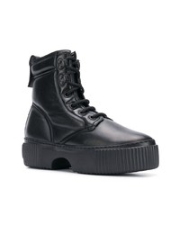 Женские черные кожаные ботинки на шнуровке от AGL