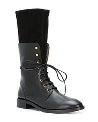 Женские черные кожаные ботинки на шнуровке от Stuart Weitzman