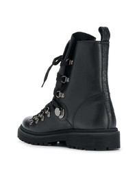 Женские черные кожаные ботинки на шнуровке от Moncler