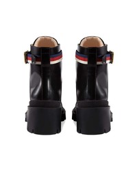 Женские черные кожаные ботинки на шнуровке от Gucci