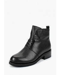 Женские черные кожаные ботинки на шнуровке от Makfine