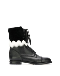 Женские черные кожаные ботинки на шнуровке от Manolo Blahnik