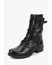 Женские черные кожаные ботинки на шнуровке от Marco Tozzi