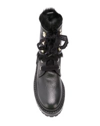 Женские черные кожаные ботинки на шнуровке от AGL