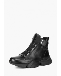 Женские черные кожаные ботинки на шнуровке от Medelista