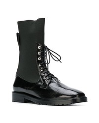 Женские черные кожаные ботинки на шнуровке от Leandra Medine