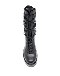 Женские черные кожаные ботинки на шнуровке от Olivier Theyskens